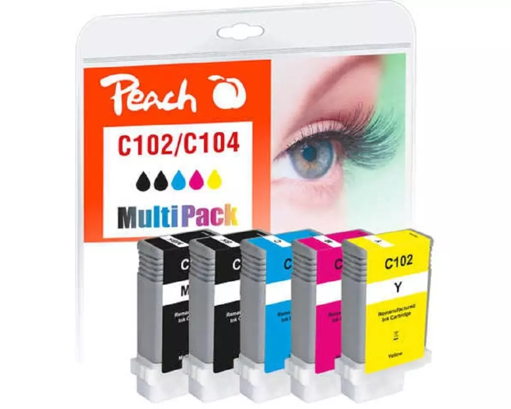 Peach Tinte Canon PFI-102 / 104M BK, MBK, C, M, Y