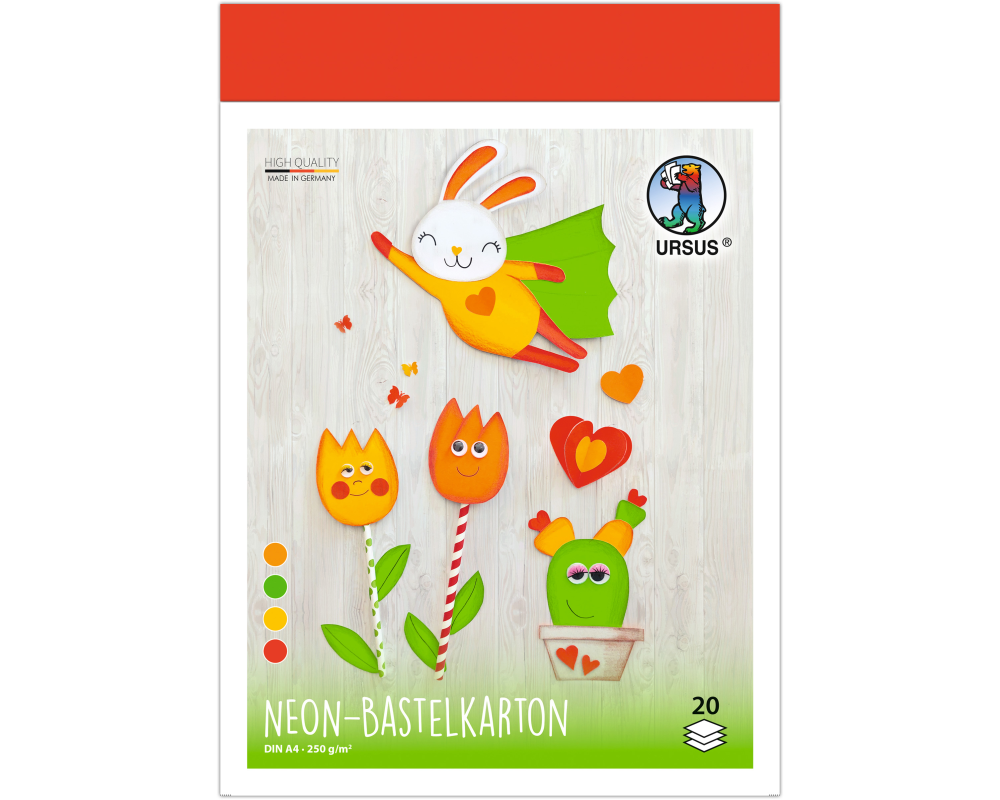 URSUS Bastelkarton A4 4784699 neon assortiert 20 Blatt