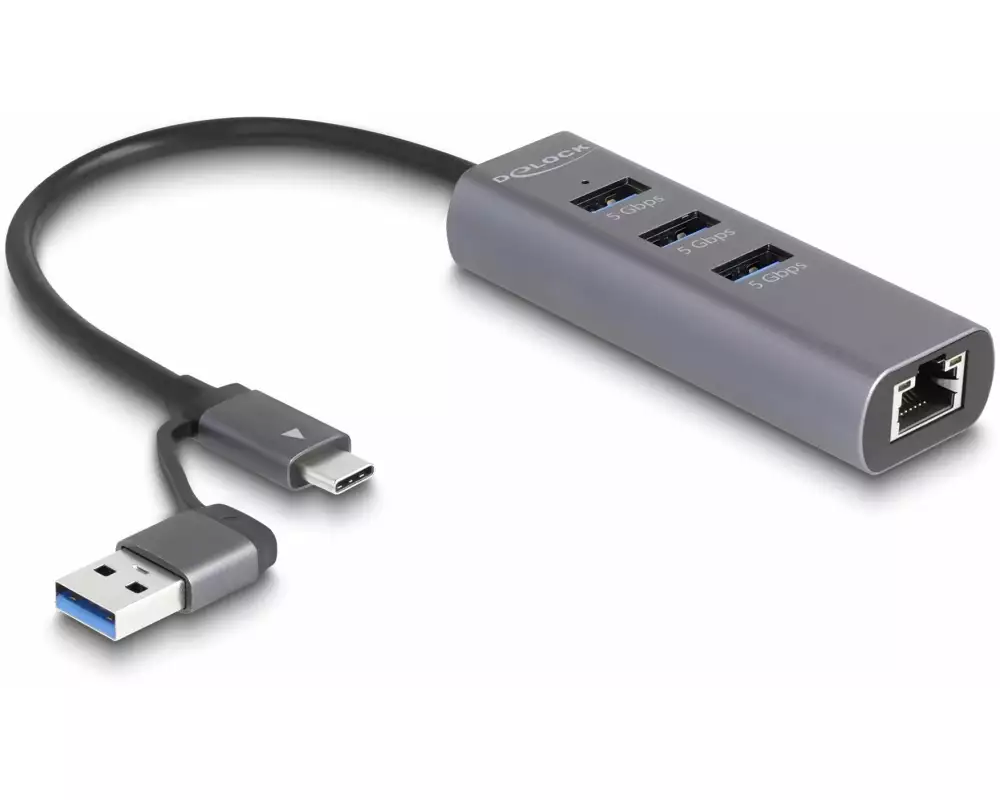 Delock Netzwerk-Adapter 5 Gbps USB Typ-A/USB Typ-C