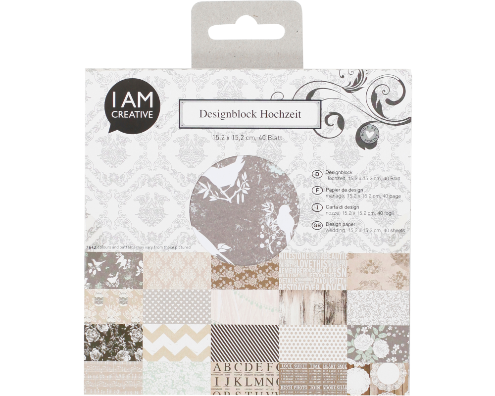 I AM CREATIVE Design Papier Set 4088.1 Hochzeit 15.2x15.2cm, 40 Stk.