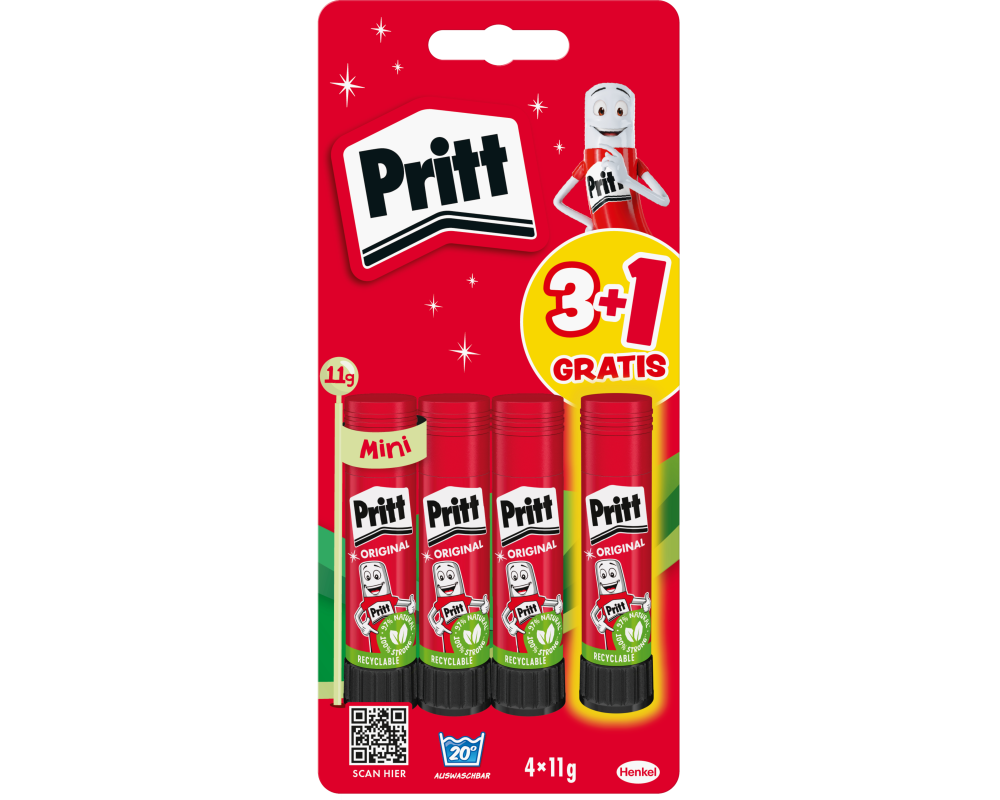 Pritt Klebestift 4x11g, Rot