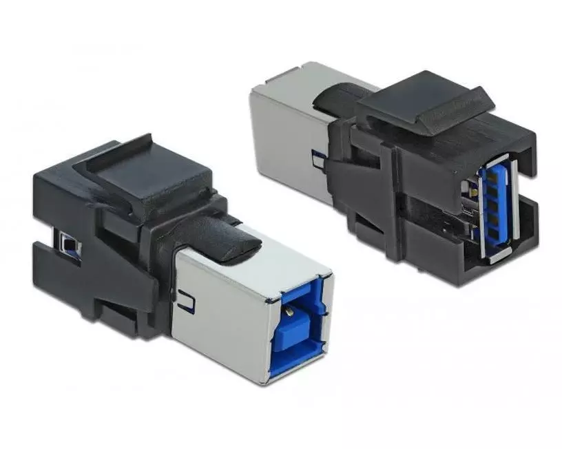 Delock Keystone-Modul USB 3.0, A – B, (f-f) Schwarz