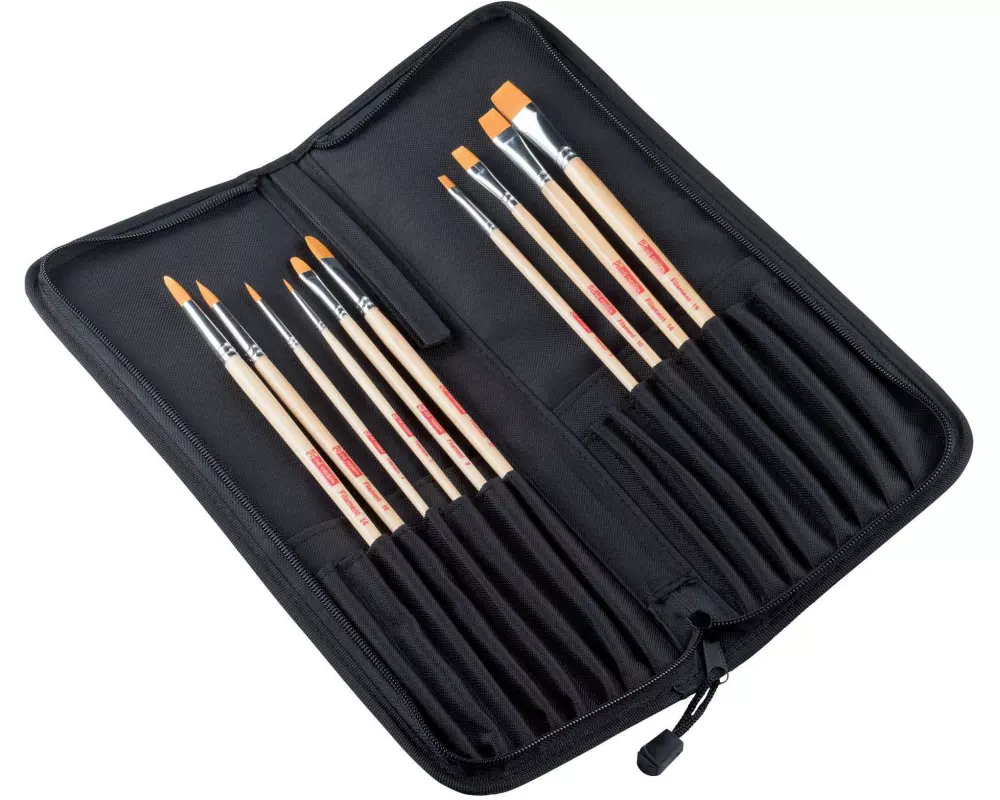 Talens Acrylpinsel mit Organizer, 10 Stück