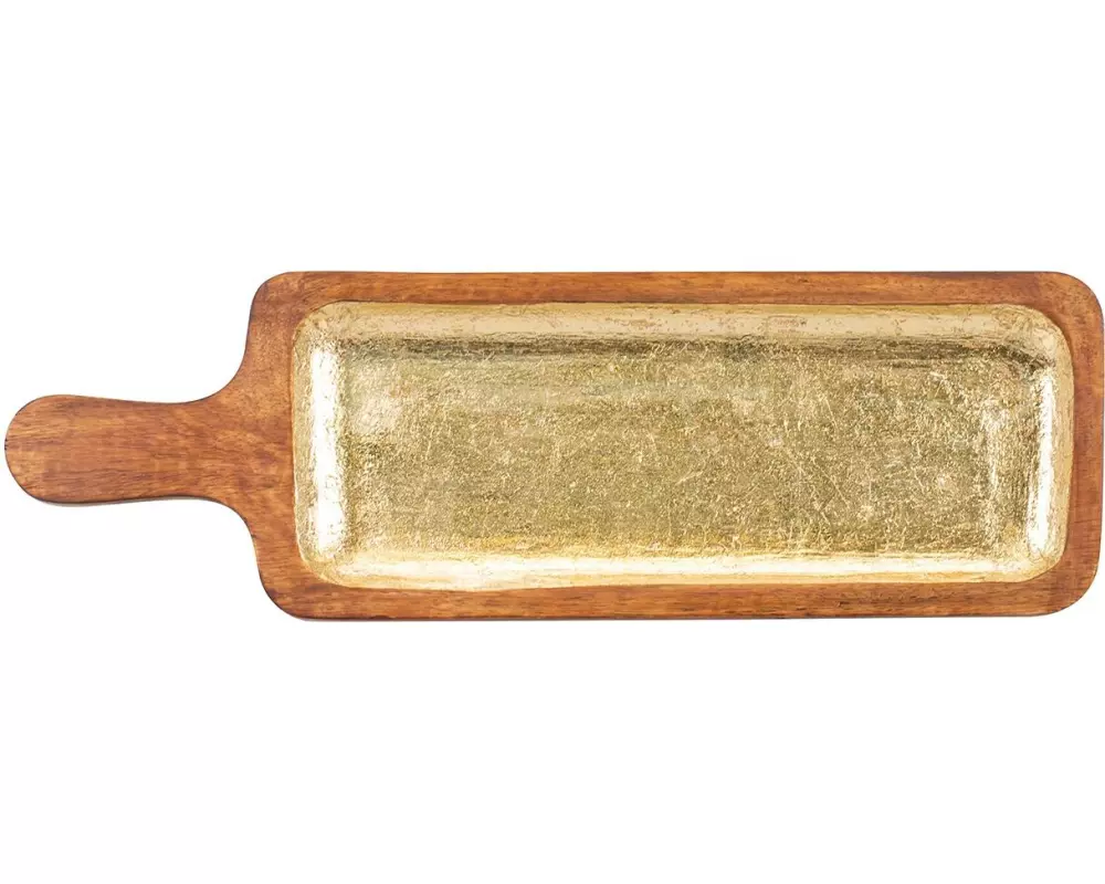 Kadastar Servierplatte Shine 40 x 12 cm, Braun/Gold