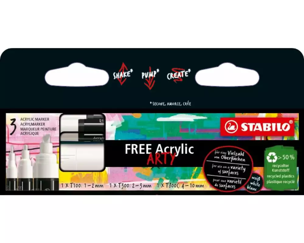 STABILO Acrylmarker FREE Acrylic 3er Kartonetui