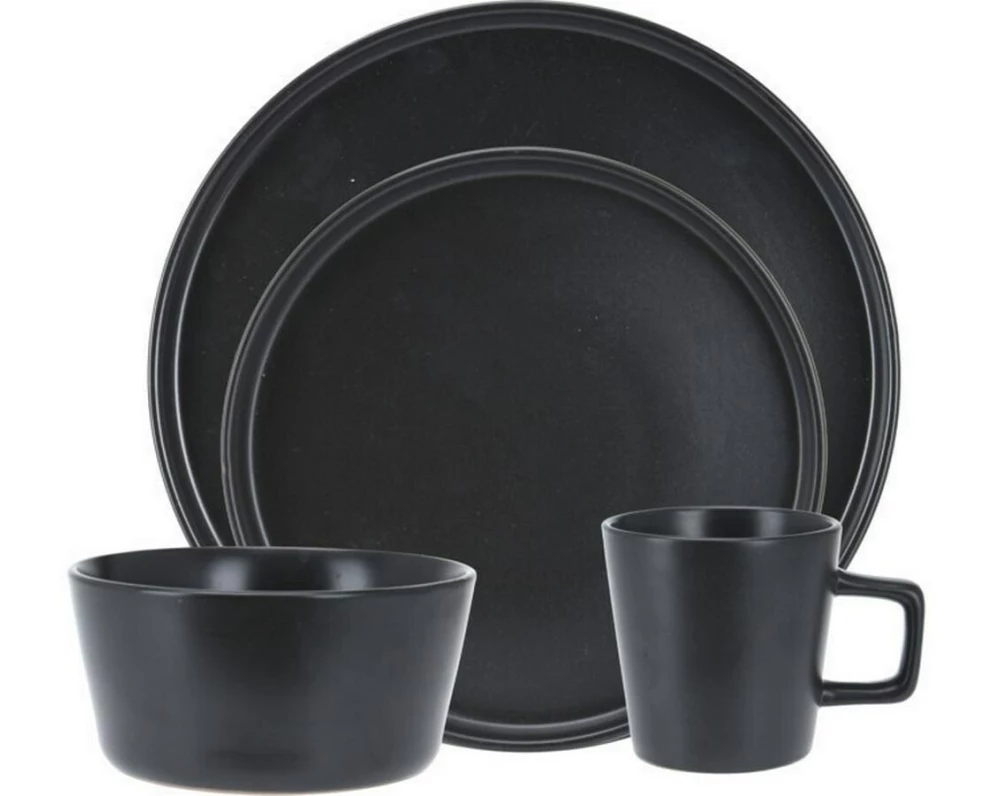 FURBER Speise-Service 16-teilig, Schwarz matt