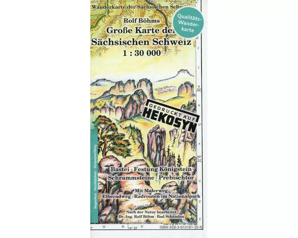 Große Karte der Sächsischen Schweiz 1:30 000