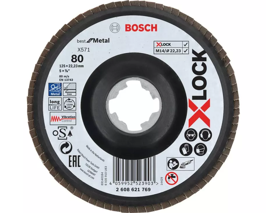Bosch Professional Fächerschleifscheibe X-LOCK G80 X571, 125 mm