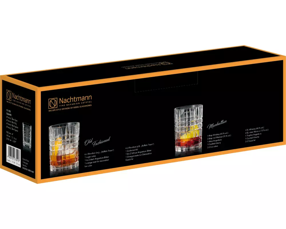 Nachtmann Square Whiskey Set/4 345 ml, 4 Stück, Transparent