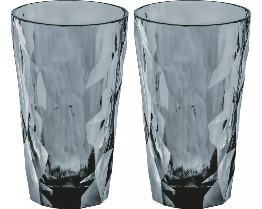 Koziol Trinkglas Club No. 6 300 ml, 2 Stück, Grau