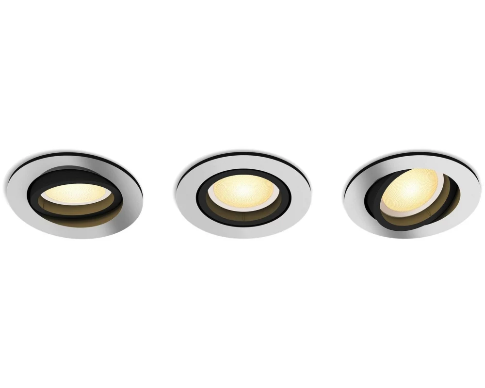 Philips Hue White Ambiance Milliskin Einbauspot 3er-Pack Rund Aluminium