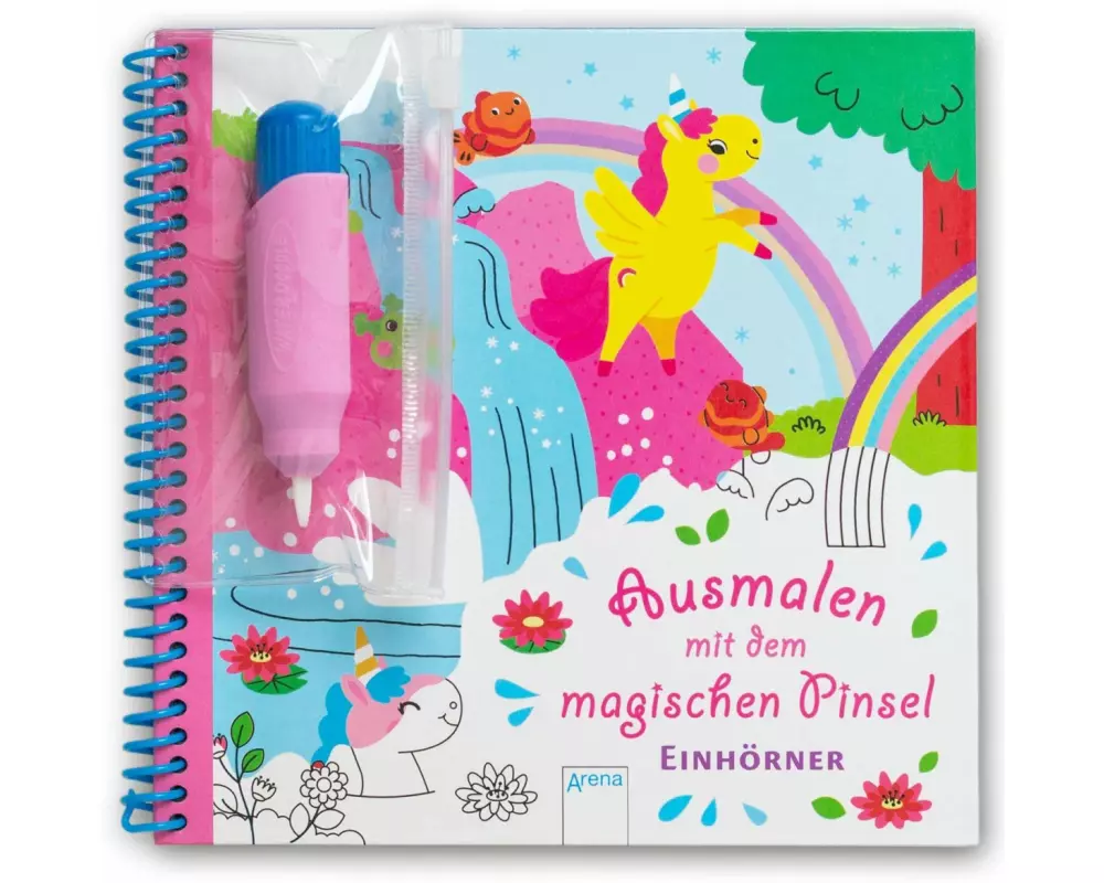 Ausmalen mit dem magischen Pinsel. Einhörner