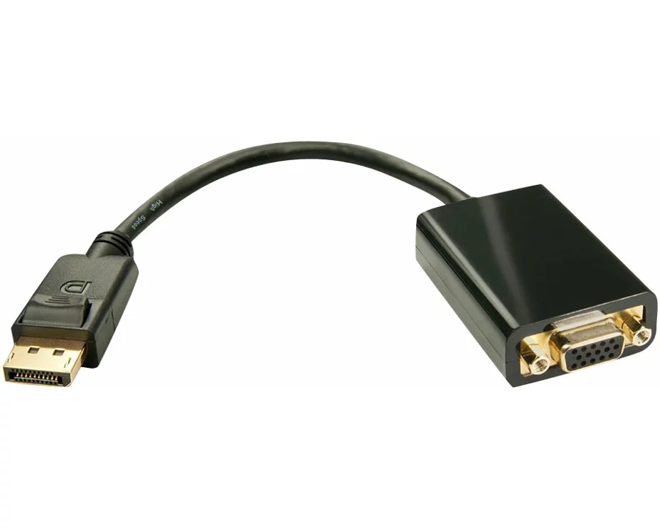 LINDY Video Adapter, DP 1.2, DP-VGA M-F, 15cm, black, passive