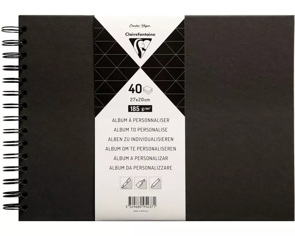 Clairefontaine Notizbuch DIY 27 x 20 cm, Blanko, Schwarz