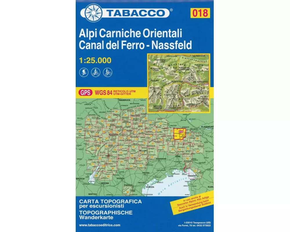 Wanderkarte 18 Alpi Carniche Orientali / Canal del Ferro