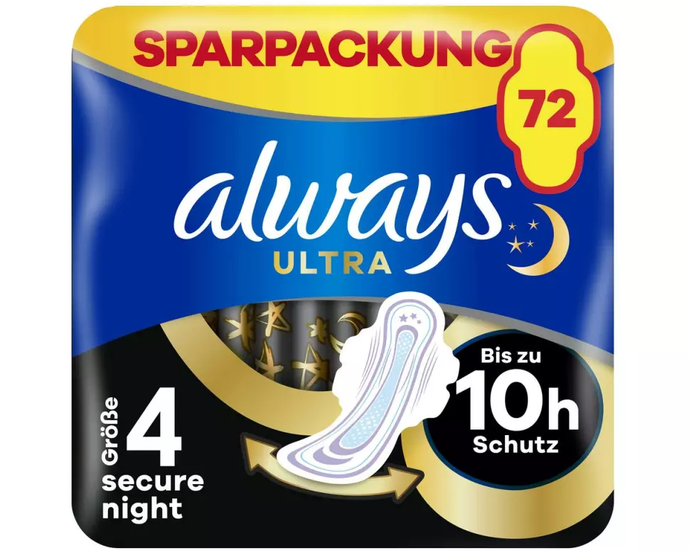 Always Binde mit Flügeln Ultra Secure Night 72 Stück
