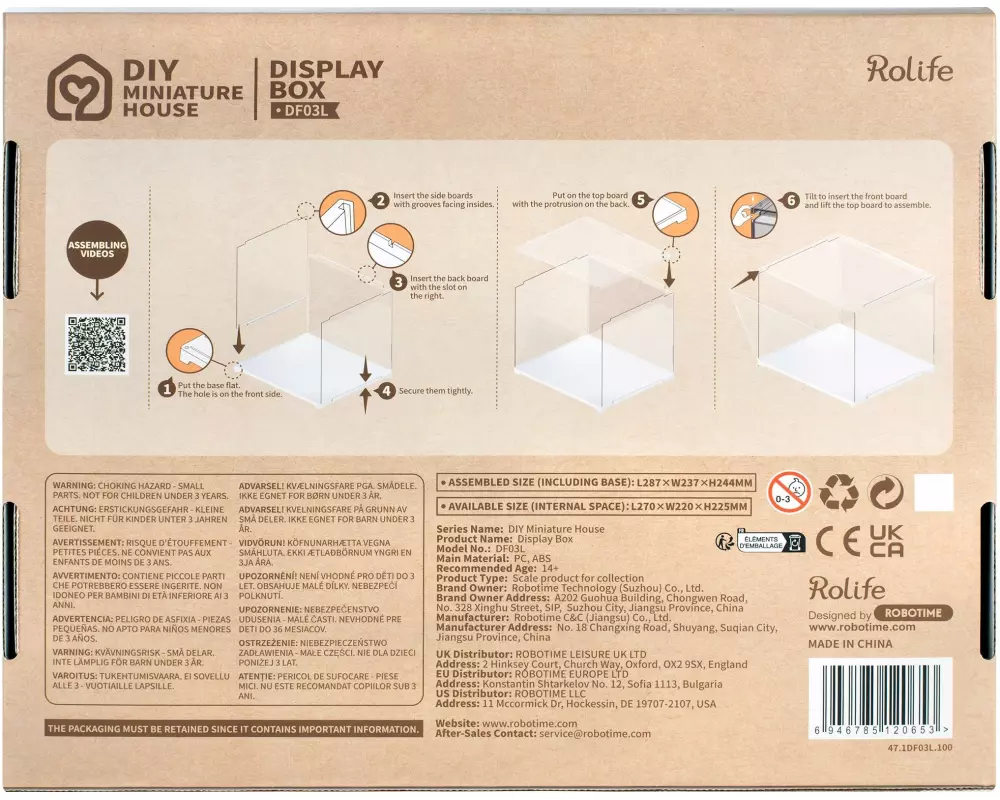 Rolife Bausatz Display Box 287 x 237 x 244 mm Transparent
