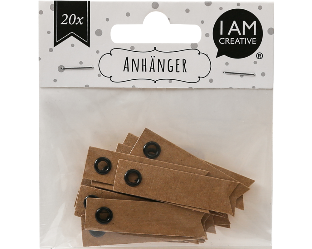 I AM CREATIVE Namens Anhäger 1.5x5cm 4087.210 braun 20 Stück