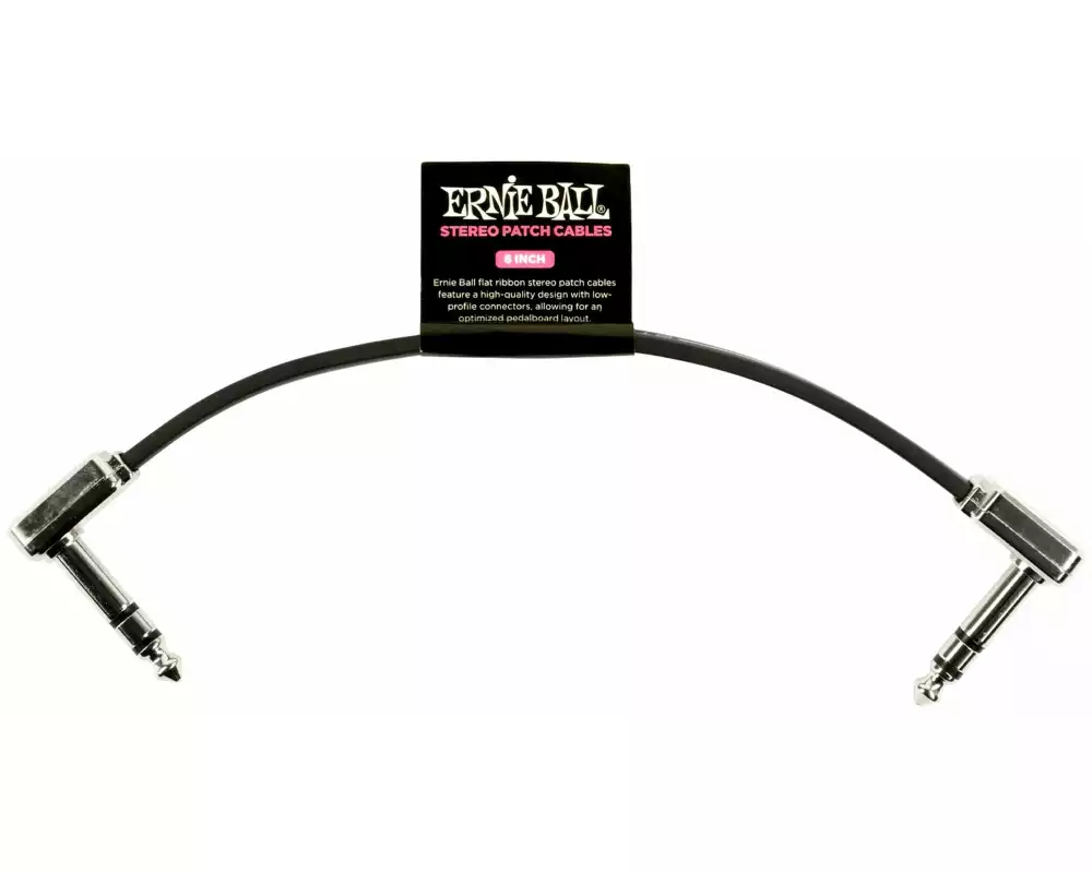 Ernie Ball Patch-Kabel 6408 Flat Ribbon – 0.15 m, Schwarz