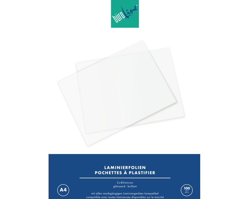 BÜROLINE Laminiertasche A4 47150000 glanz, 80my 100 Stück