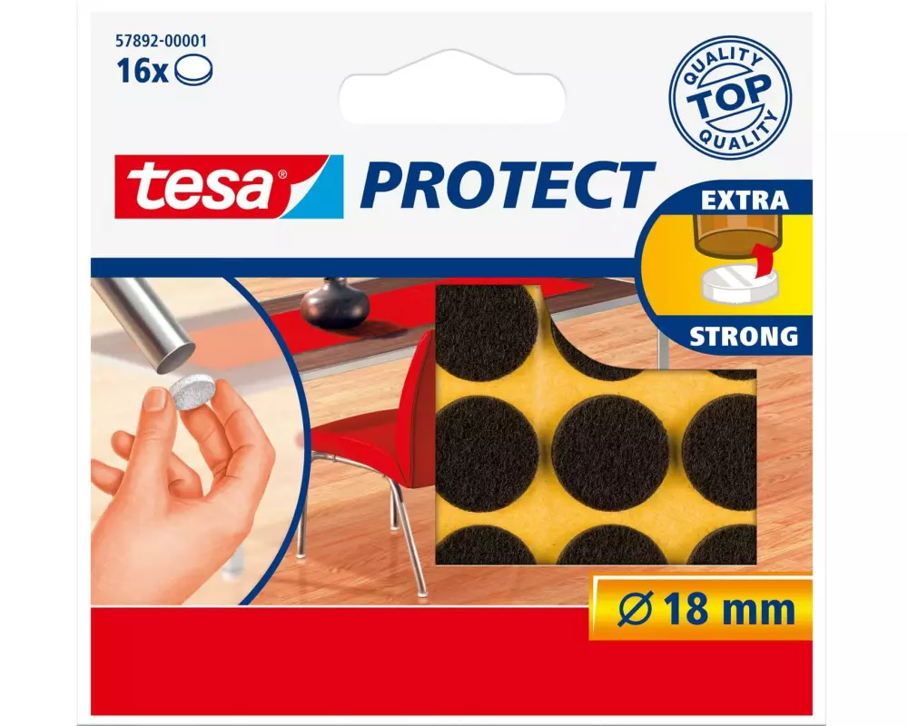 tesa Stuhlbeingleiter Protect Ø 18 mm 16 Stück, Braun
