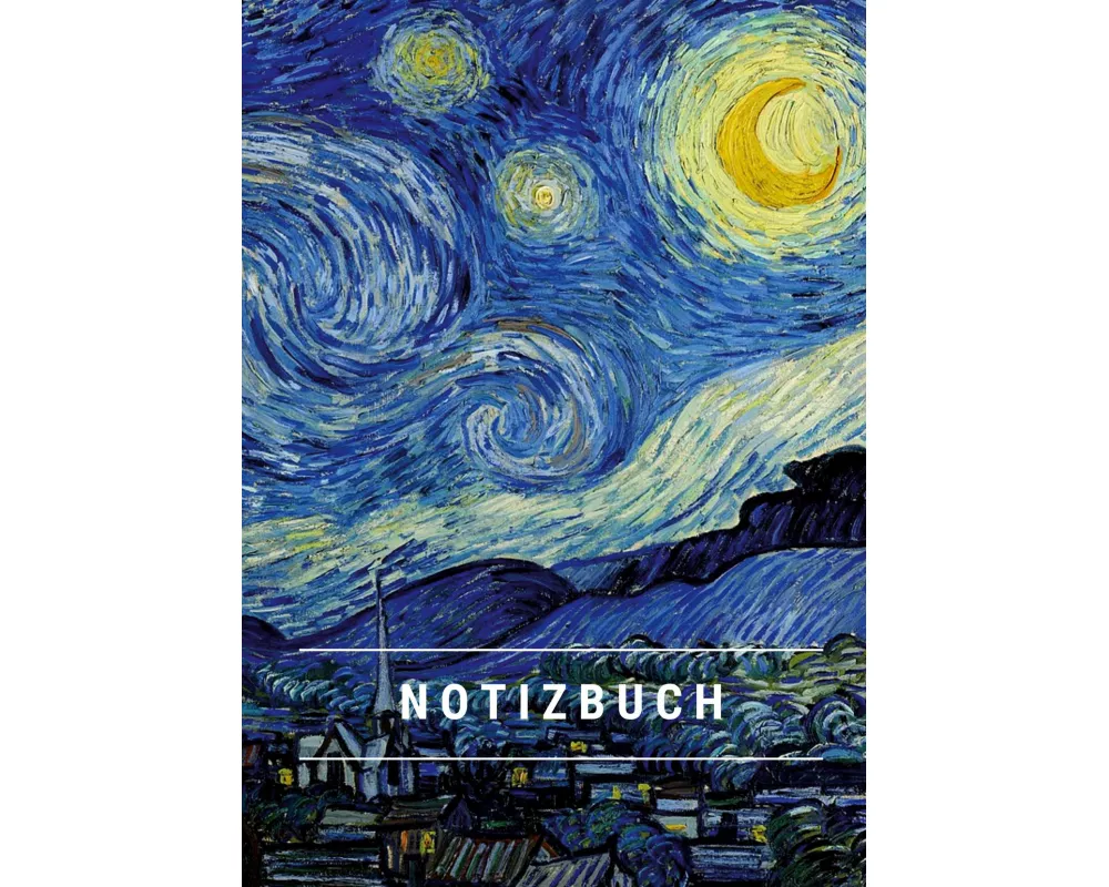 Notizbuch klein A5 Blanko - Notizheft 44 Seiten 90g/m² - Softcover Vincent van Gogh "Sternennacht" - FSC Papier