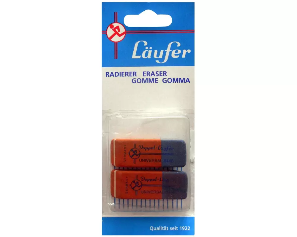 Läufer Radiergummi Universal 0440 2 Stück, Blau/Rot