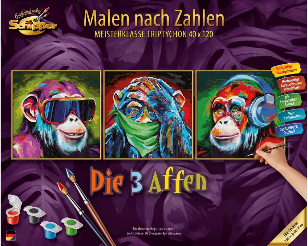 Schipper Malen nach Zahlen - Die 3 Affen (Tript.)