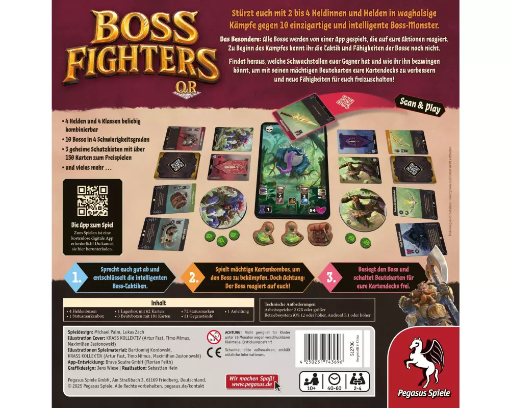 Pegasus Spiele Kennerspiel Boss Fighters QR -DE-
