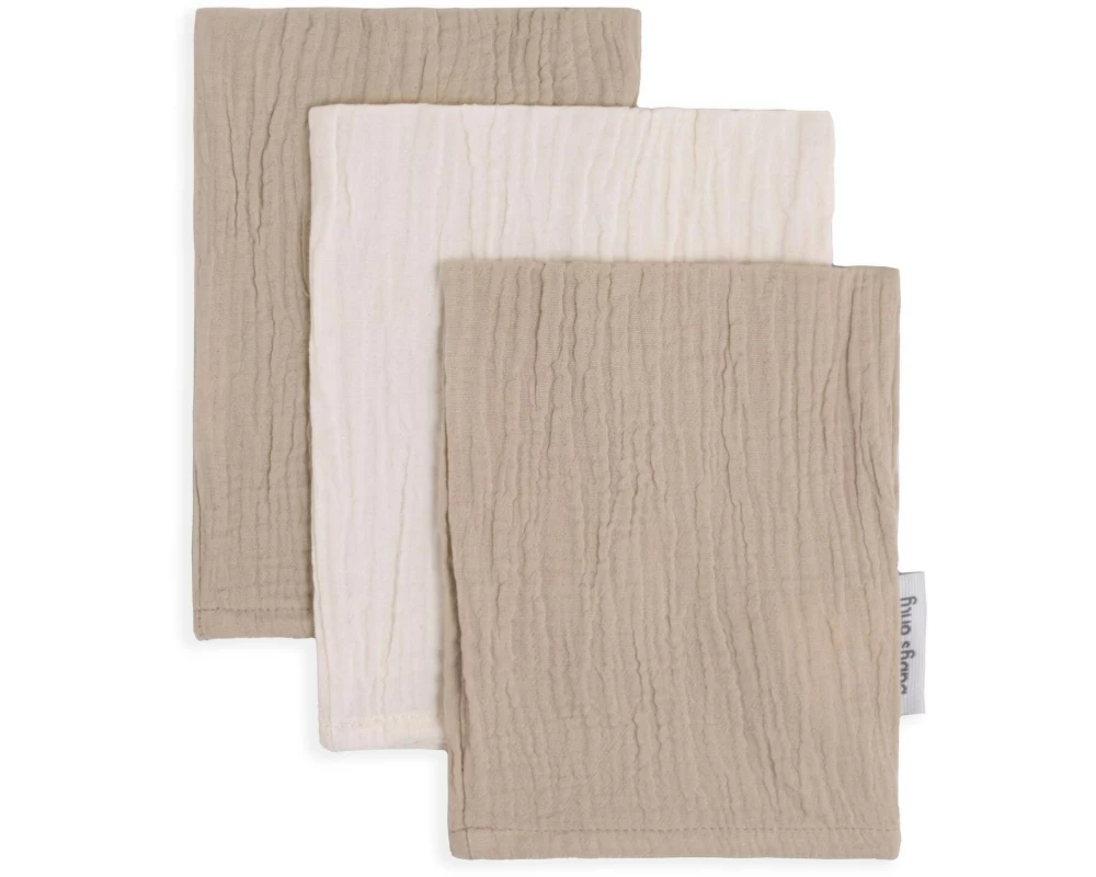 baby's only Baby-Waschlappen Tender Beige/Linen, 3-Pack