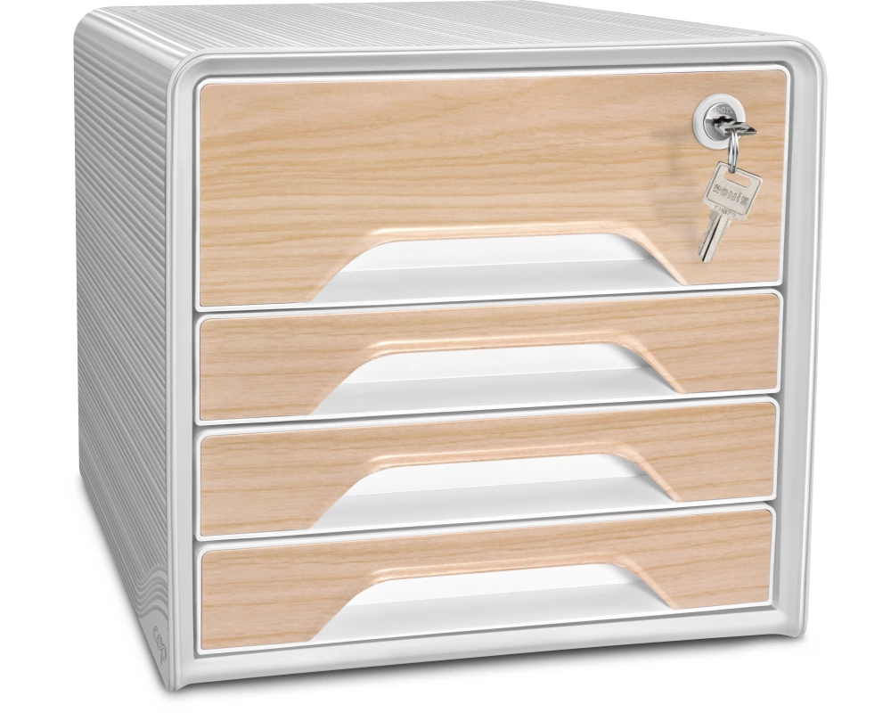 CEP Schubladenbox Smoove Silva 1073111021 4 Schubl.m Schloss weiss/buche
