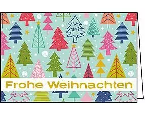 Doppelkarte. Midi - Frohe Weihnachten (Tannenbäume)