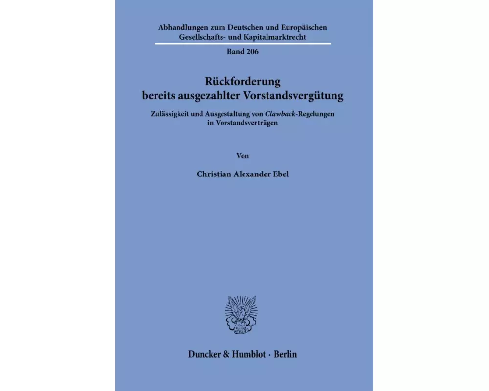 Rückforderung bereits ausgezahlter Vorstandsvergütung