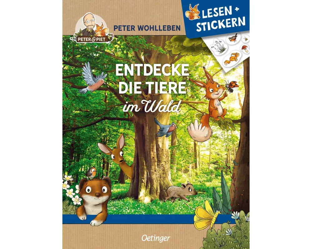 Lesen + Stickern. Entdecke die Tiere im Wald