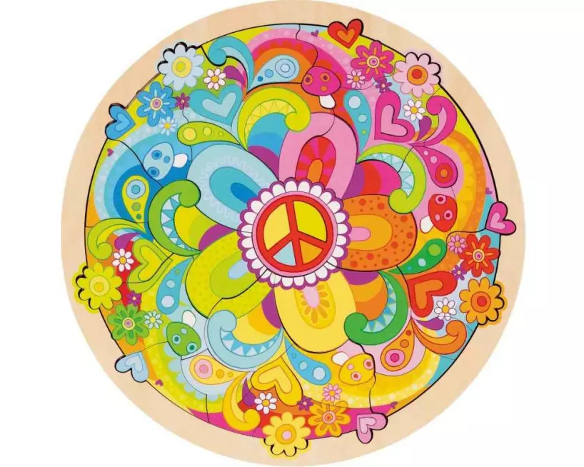 Goki Einlegepuzzle Mandala Flowers Ø 29.5 cm, 34 Teile