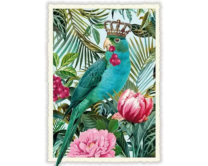 Postkarte / Vogel mit Krone / blanko