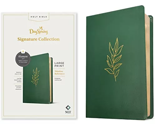 NLT Large Print Thinline Reference Bible, Dayspring Signature Collection, Filament Enabled (Leatherlike, Evergreen, Red Letter)