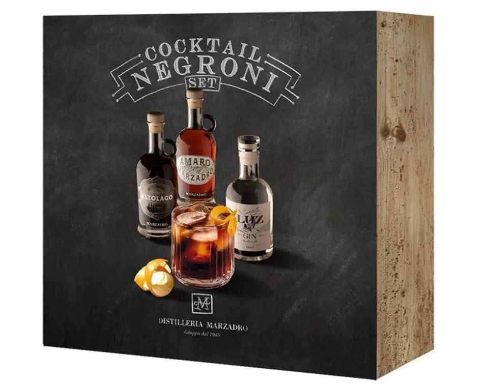 Marzadro Geschenkset Grappa Negroni mit Gläsern und Karaffe