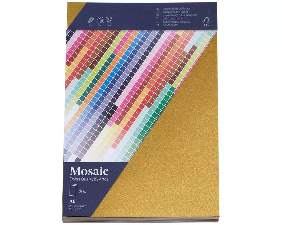 Artoz Blankokarte Mosaic A6, 20 Stück, Gold