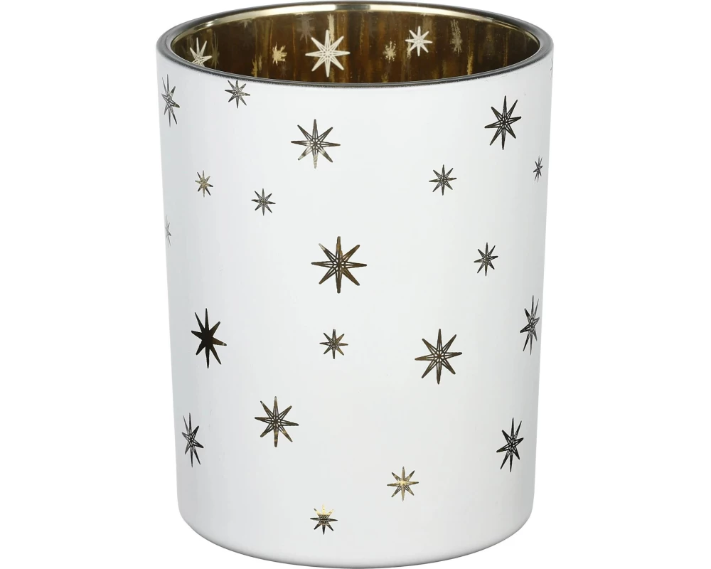 EGLO Teelichthalter Lukut 12.5 cm Gold/Weiss, Glas