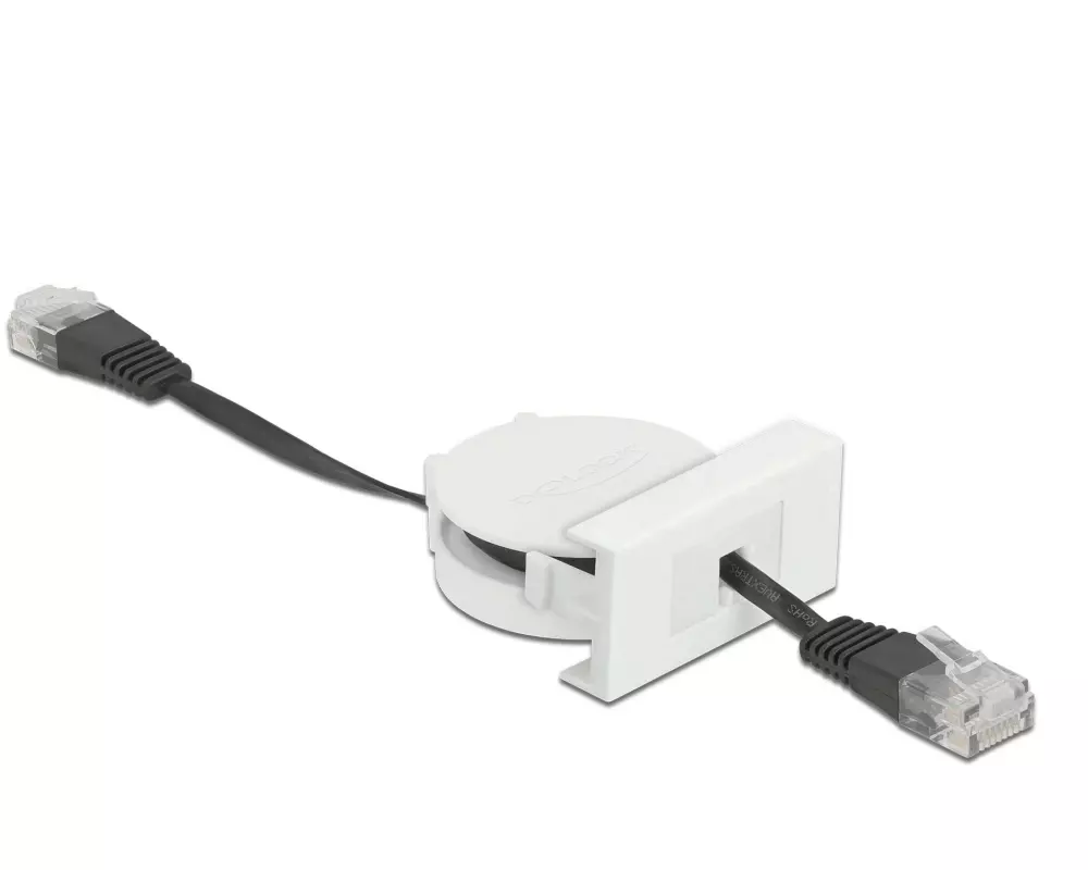 Delock Easy 45 Modul Aufrollkabel Cat 5e, SF/UTP, 0.5 m, Schwarz