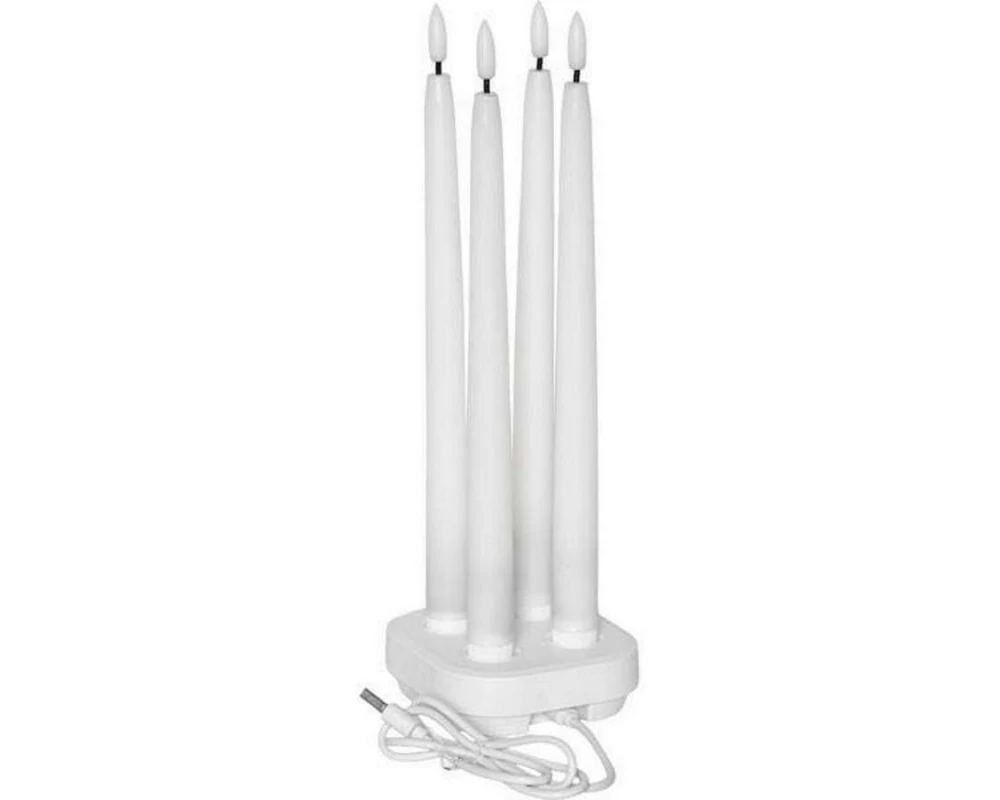 Star Trading LED Dinner Kerze Flamme Charge 4P Indoor, Weiss