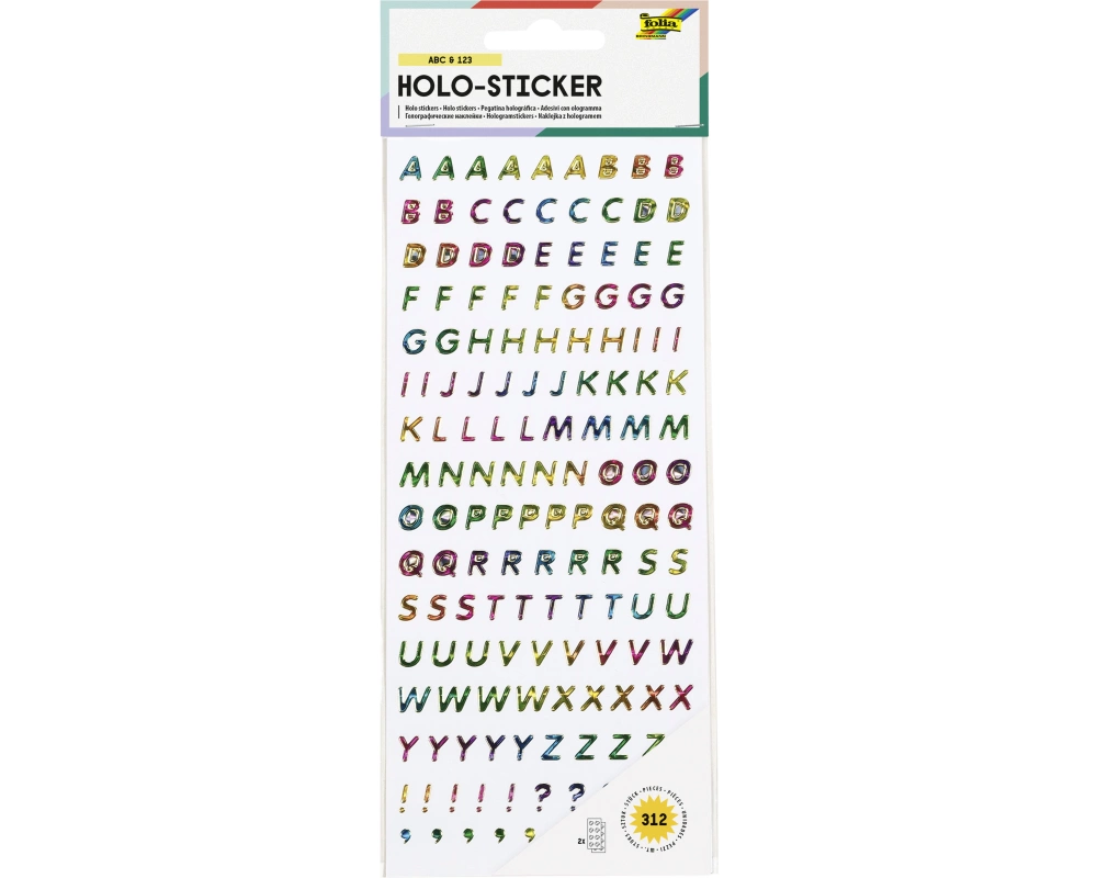 FOLIA Holo-Sticker 17102 ABC & 123 2 Blatt/312 Stück