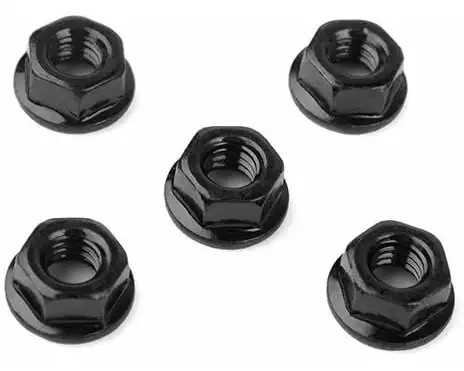 RC4WD Muttern mit Flansch, Low Profile, M4, Schwarz, 5 Stück