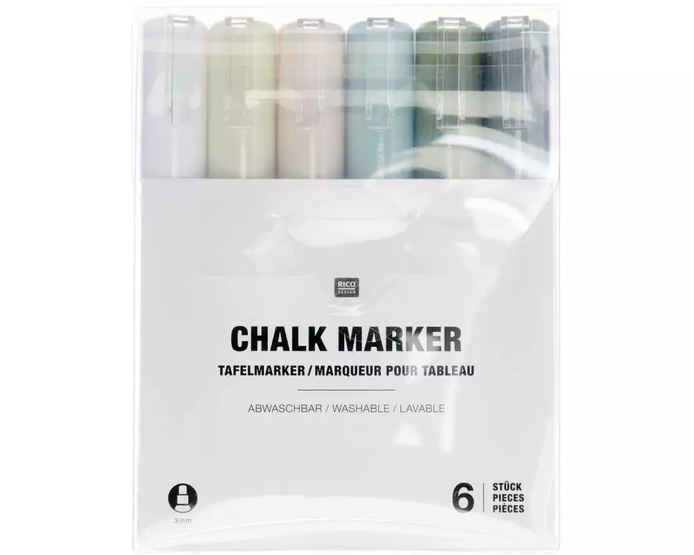 Rico Design Kreidemarker 6 Stück, Mehrfarbig