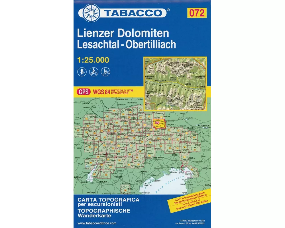 Wanderkarte 72 Lienzer Dolomiten -Lesachtal-Obertillach-Lienz