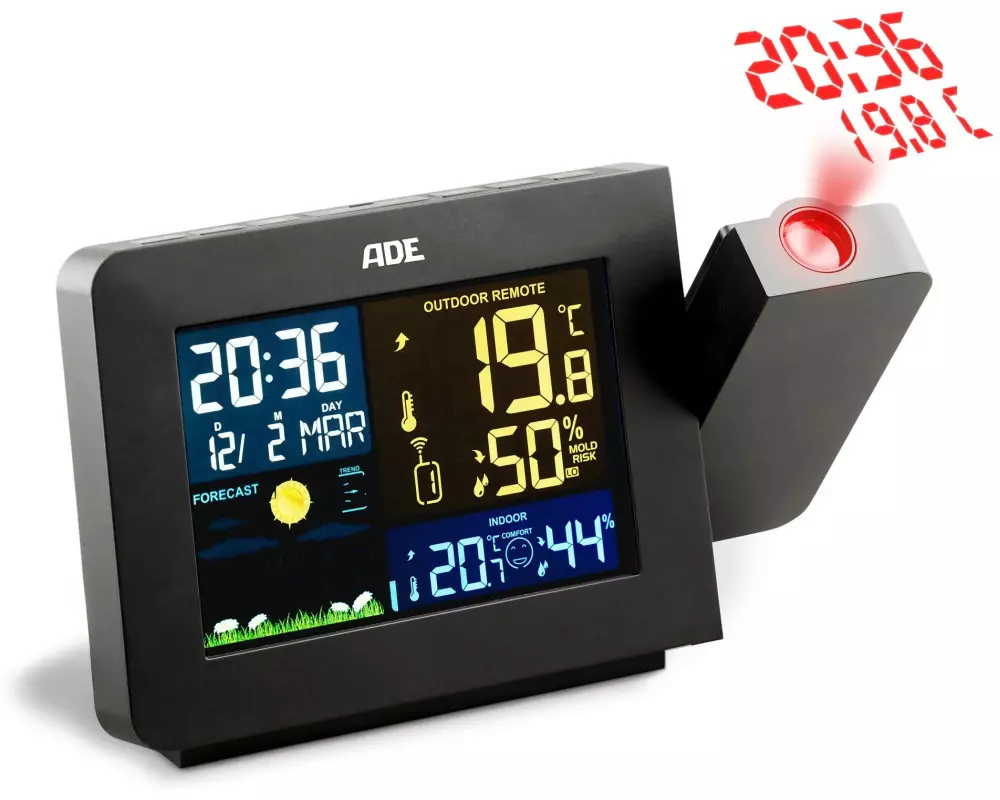 ADE Wetterstation mit Funk-Aussensensor Schwarz