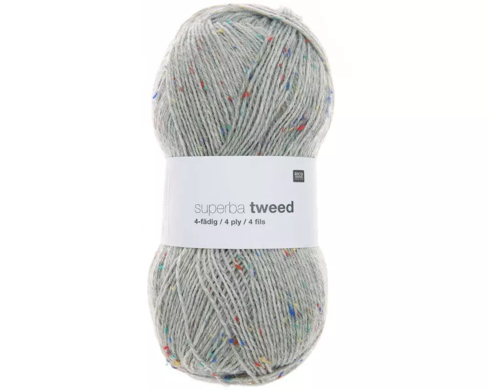 Rico Design Wolle Soft Tweed für Socken 4-fädig, 100 g, Hellgrau