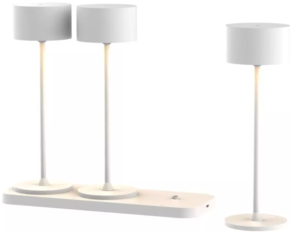 Schönenberger Tischleuchte 3er Set mit Ladest. Tavolo weiss