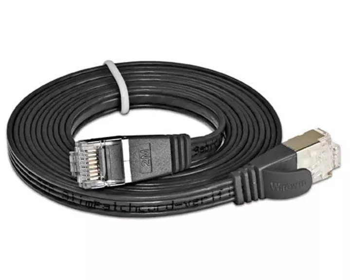 SLIM Slimpatchkabel RJ-45 - RJ-45, Cat 6, STP, 15 m, Schwarz